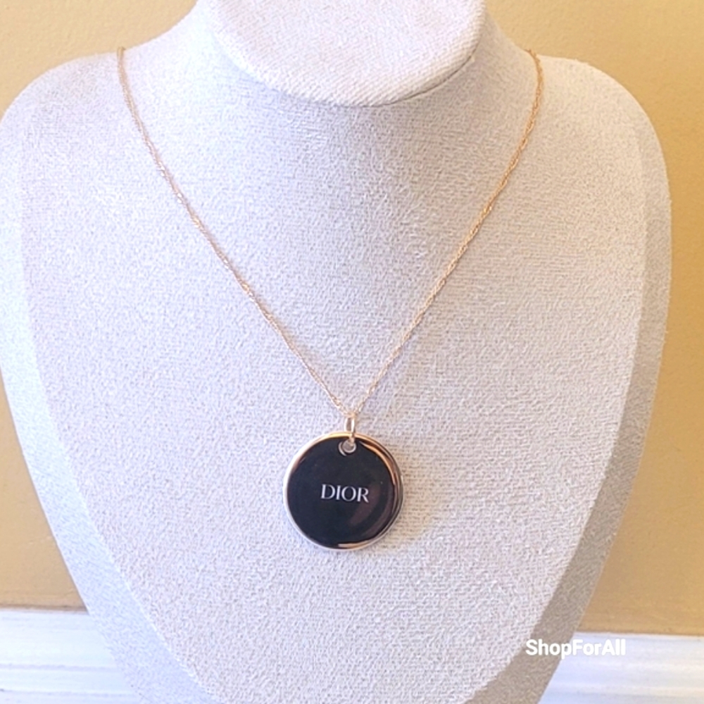 Christian Dior gold pendant Necklace gold tone & ceramic jadore - Picture 1 of 10